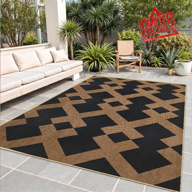 Indoor Outdoor Area Rugs Washable Non Slip Jute Rug 8x10