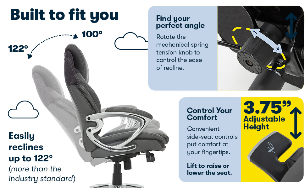 Serta, Office Chair, Comfort, Control, Ergonomic, Adjust, Back In Motion, Armrest, Posture, Strength