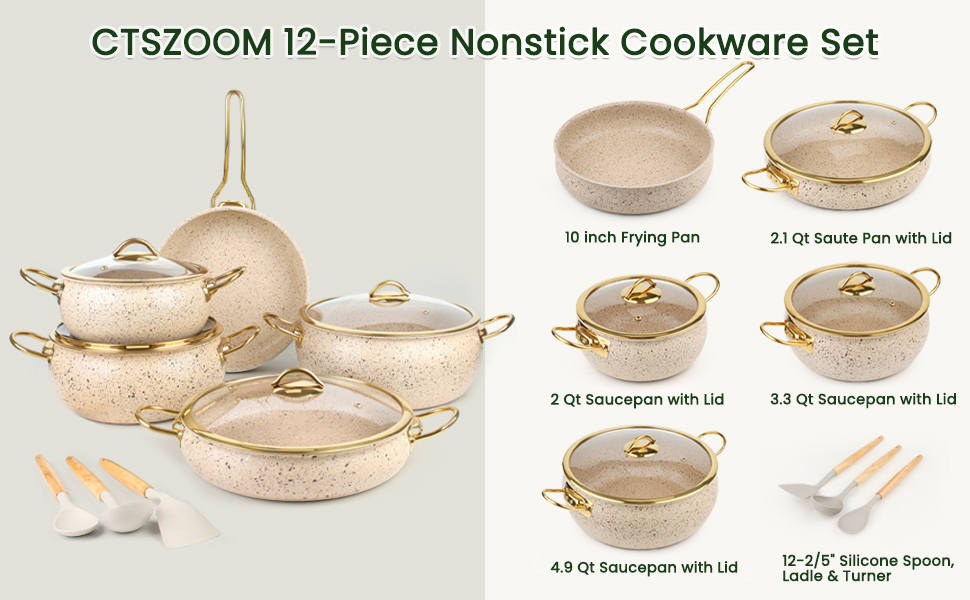 12-Piece Nonstick Cookware Set with Tools