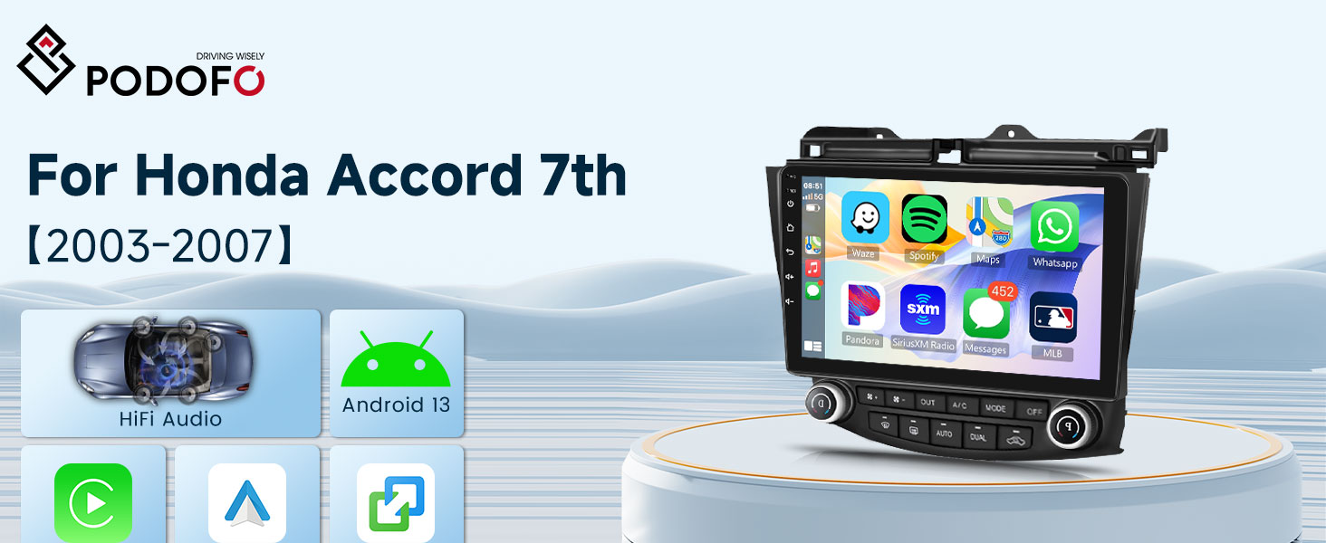 for Honda Accord 7th 2003-2007 Android Car Stereo with Wireless Carplay/Android Auto