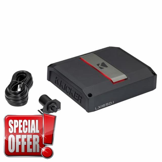 Kicker LX1650.1 1650w Mono Class-D Subwoofer Amplifier with Smart Bass (51LX16501)