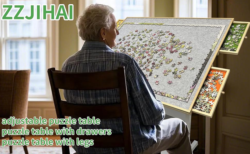 puzzle table with drawers