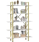 YITAHOME 5-Tier Bookshelf, S-Shaped Z-Shelf Bookshelves and Bookcase, Modern Freestanding Multifu...