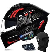 ACLFFSHOP Bluetooth Modular Motorcycle Helmets, DOT Approved Flip Up Full Face Motorcycle Dual Vi...