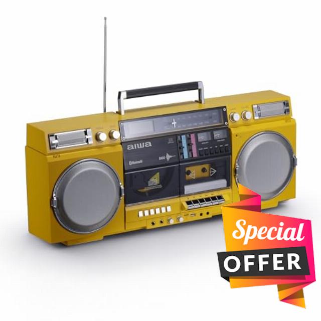 aiwa Retro Boombox CD Player with Cassette Recording