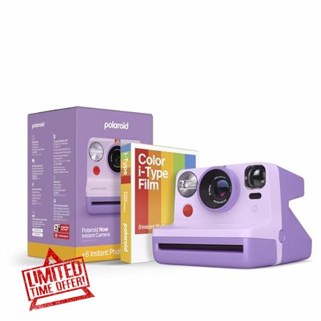 Polaroid Now 2nd Generation I-Type Instant Film Camera + Film Bundle (8 Photos) - Purple (6559)