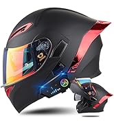 Bluetooth Modular Motorcycle Helmet, DOT Approved Flip Up Full Face Motorcycle Dual Visor Helmet,...