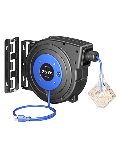 75FT Retractable Extension Cord Reel