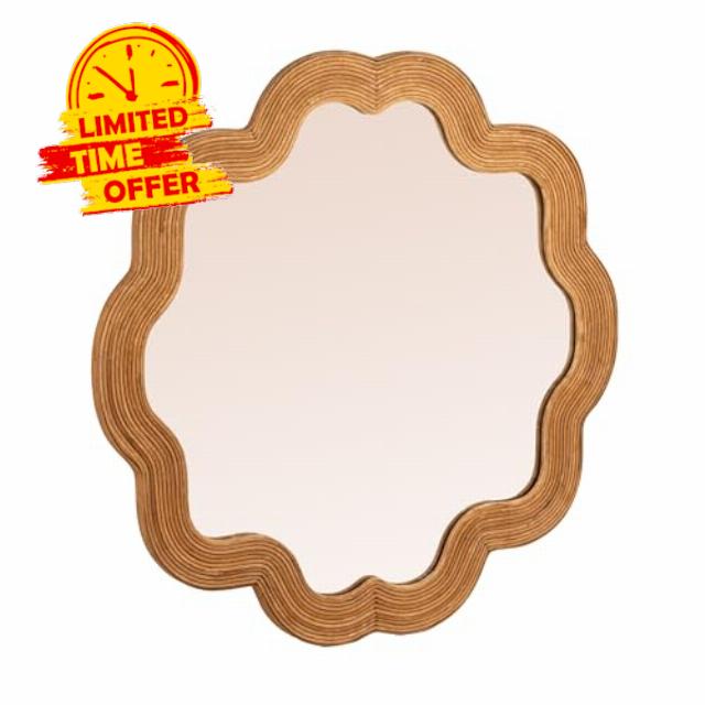 Creative Co-Op Scalloped Rattan Framed Wall Mirror