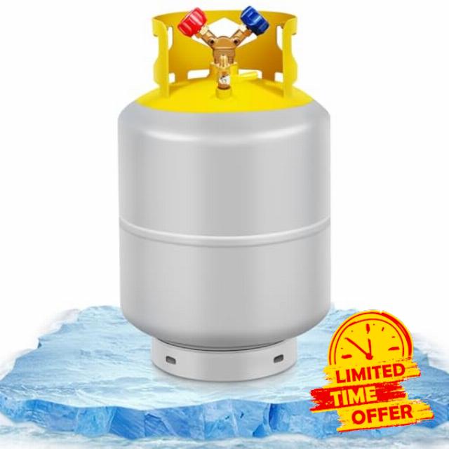FAHKNS Refrigerant Recovery Tank 50 LB with 1/4 SAE Y-Valve Reusable Cylinder Tank Without Float Switch R12 R22
