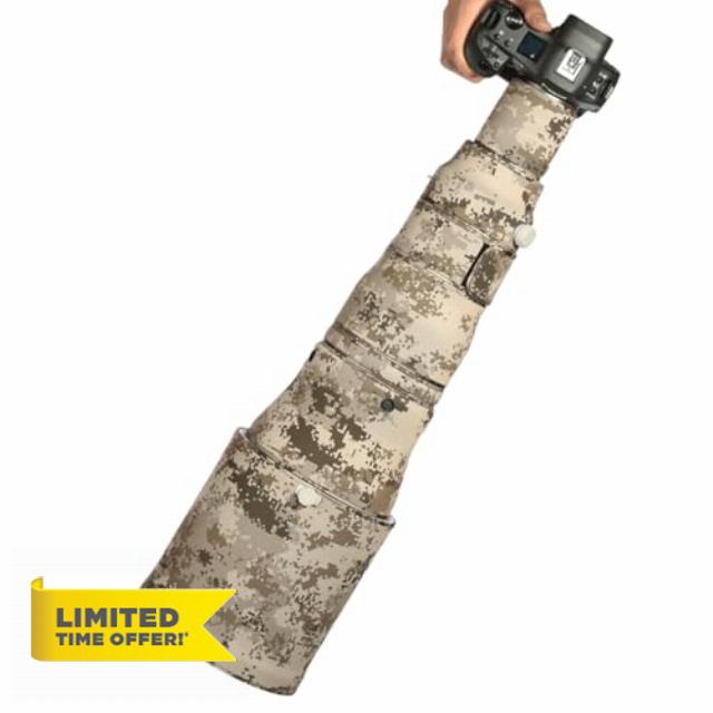 CHASING BIRDS Camouflage Waterproof Lens Coat for Canon EF 600mm F4 L is USM Rainproof Lens Protective Cover (Brown Grid)