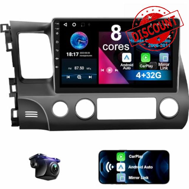 Car Stereo for Honda Civic 2006-2011 4+32G 8 Core Android 12 with Wireless CarPlay Android Auto