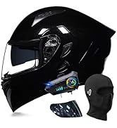 Bluetooth Modular Motorcycle Helmets, DOT Approved Flip Up Full Face Motorcycle Dual Visor Helmet...