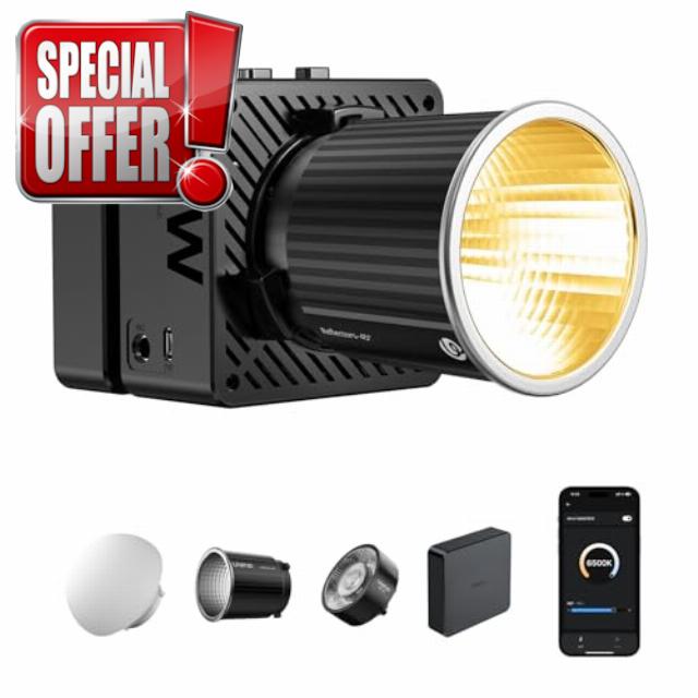 ULANZI EC65 LED Video Light - 65W COB Bi Color Video Light Mini Bowens Mount Continuous Output Lighting with APP Control
