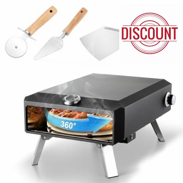 Gas Pizza Oven Outdoor–16" Pizza Oven with Built-in Thermometer