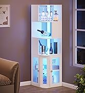 YITAHOME Corner Storage Cabinet with LED Light, 67'' Tall Corner Cabinet with Acrylic Door and Ad...