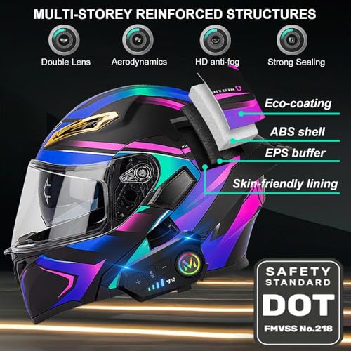 DOT Approved Flip Up Full Face Motorcycle Dual Visor Helmet