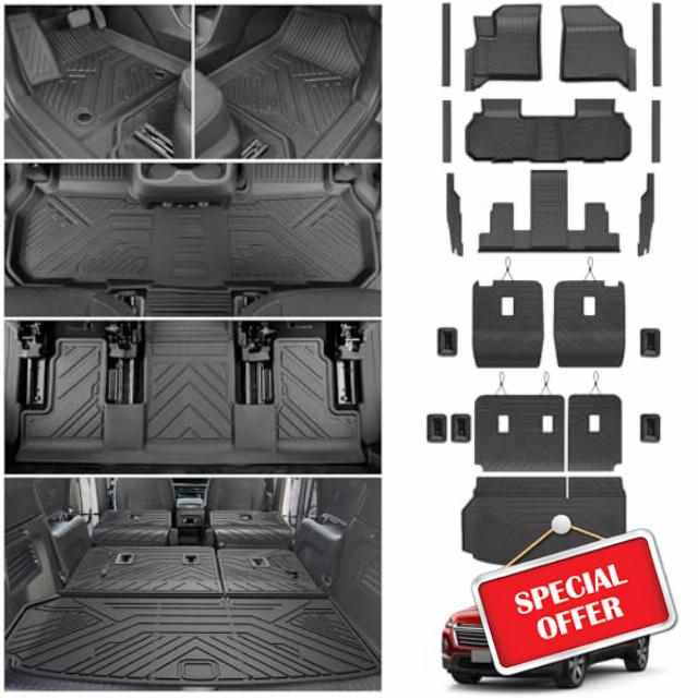 Floor Mats &Trunk Mat & Seat Back Mats for Chevy Traverse 2024 2025 (7 Seats)