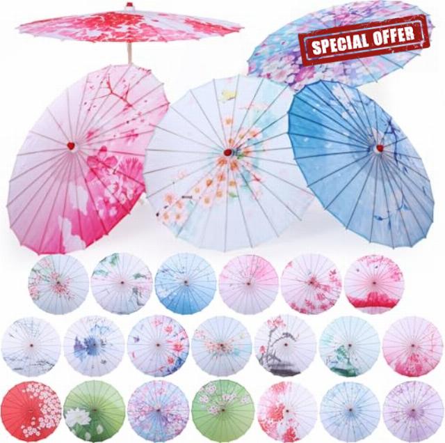 20 Pcs 32" Oiled Paper Umbrella Chinese Classical Umbrella Bulk Bamboo Silk Japanese Oiled Parasol Art Dance for Wedding Parties Photography Costumes Cosplay Decoration