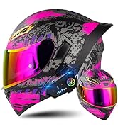Bluetooth Modular Motorcycle Helmet, DOT Approved Flip Up Full Face Motorcycle Dual Visor Helmet,...