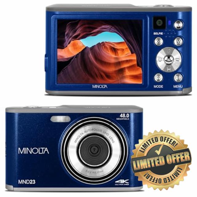 Minolta 48 Mega Pixels Point & Shoot Digital Camera with Rear Selfie Lens