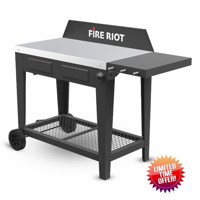 Portable Outdoor Grill Table - Grill Carts with Wheels – 36” L x 20” W Stainless Steel Table Top– BBQ Cart Fits 17 Inch Or 22 Inch Griddle Stand Outdoor Cooking Station