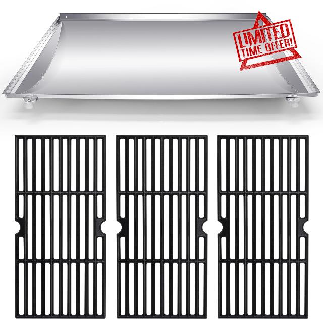 Hiorucet Stainless Steel G517-6600-W1 Trough & Grill Grates for Charbroil 463250512