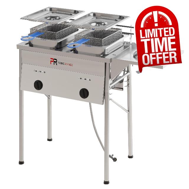 Dual-Tank Propane Deep Fryer – Outdoor Stainless Steel Fryer with High-Output Burners