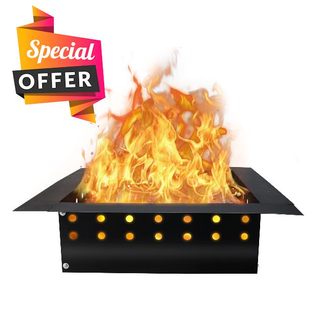 FEBTECH Smokeless Fire Ring Liner - Square Carbon Steel 32 inch OD & 24 Inch ID Square Fire Pit Insert with Heat Resistant Coating - DIY Campfire Ring for Outdoor Bonfire