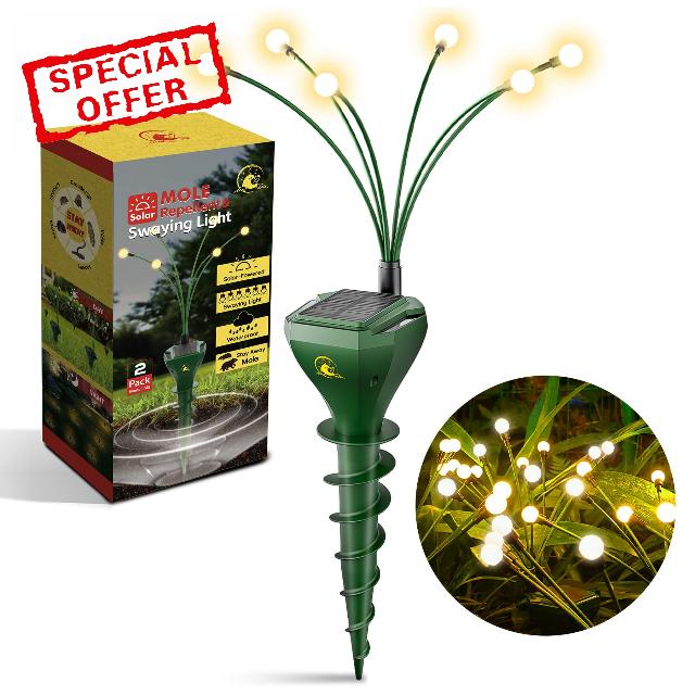 8 Pack Mole Repellent for Lawns Solar Powered Gopher Repeller Stakes for Outdoor with Swaying Light