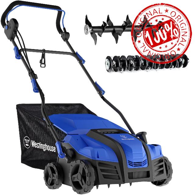 Westinghouse 16-Inch 15 Amp2-in-1 Corded Electric Dethatcher and Aerator with 14.5 Gallon Thatch Collection Bag