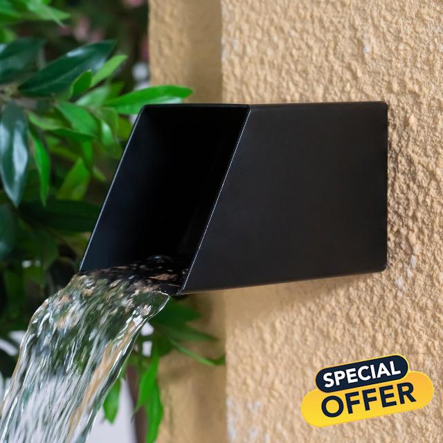 PONDO 4" Square Outdoor Water Fountain Spout - Stainless Steel 316 Spillway Scupper with Contemporary Design for Pools