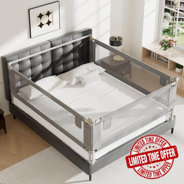3-Piece Kize Size Bed Rails for Toddlers - Height Adjustable Baby Bed Rail Guard Specially Designed for King Size (78.74 x 78.74 x 74.8 Inch)