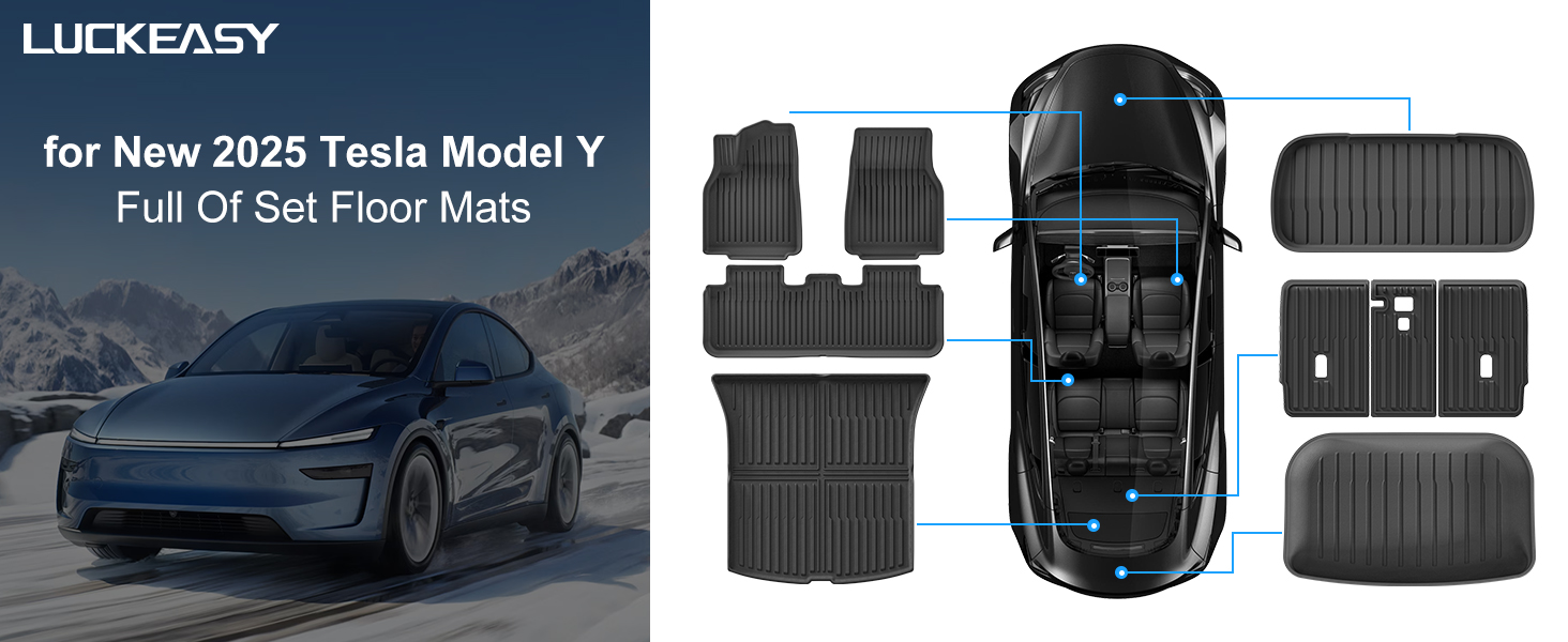 LUCKEASY 7PCS Floor Mats for 2025 Tesla Model Y New 5 Seat