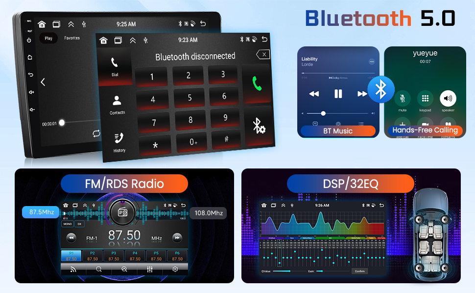 6G+128G Android 8-Core Car Stereo 10.1 inch Double Din Carplay IPS Touchscreen Car Radio