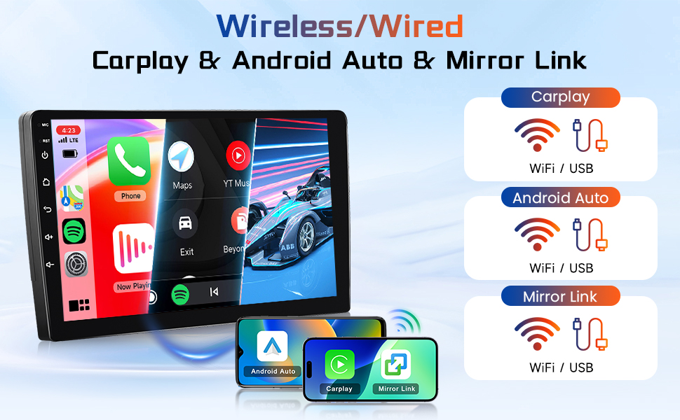 Android Car Stereo 10 inch Double Din Carplay IPS Touchscreen Car Radio