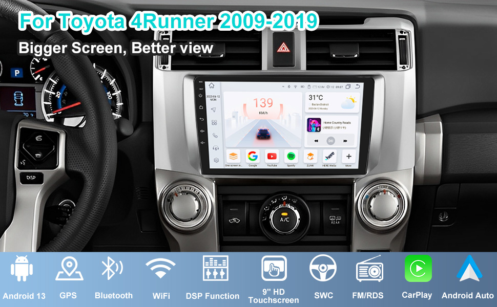car stereo radio for Toyota 4Runner 2009-2019