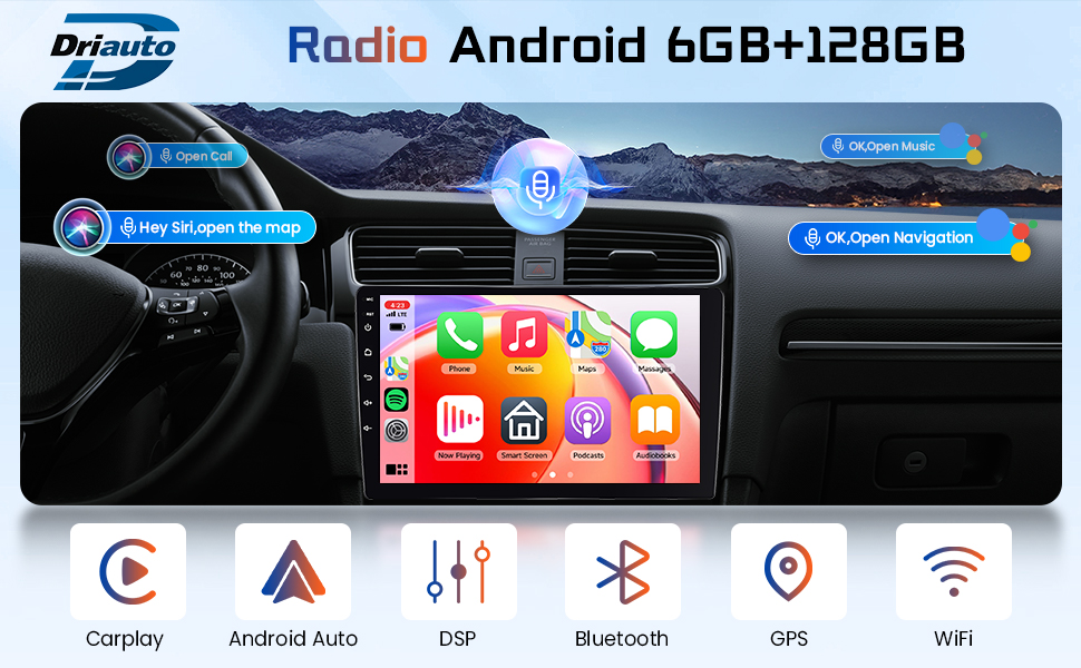 Android Car Stereo 10 inch Double Din Carplay IPS Touchscreen Car Radio