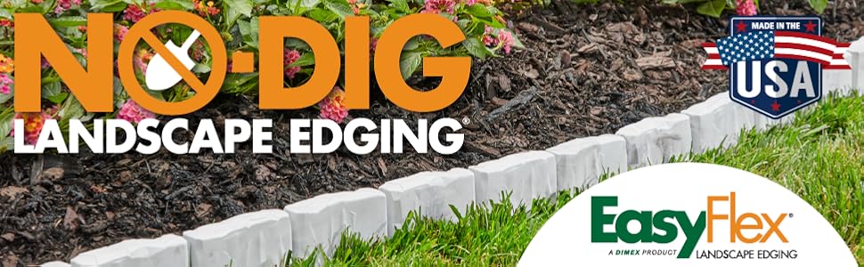 landscape edging, garden edging, landscaping, gardening, faux stone, no-dig