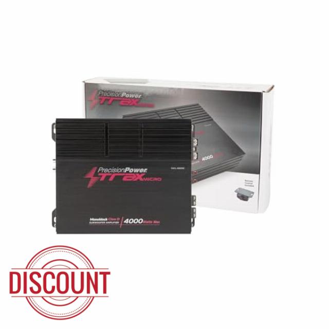 Precision Power Trax Micro Monoblock Class D Car Stereo Amplifier TM1.4000D – 4000W Single Channel Digital Subwoofer Amp with Wired Bass Control & High-Level Inputs for Powerful Audio