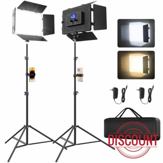 2 Pack Led Video Light Panel Light with Barndoor