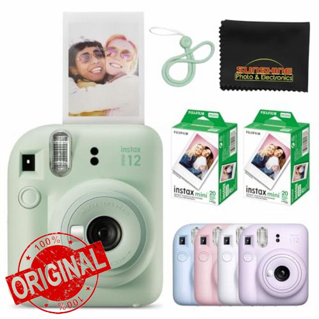 Fujifilm Instax Mini 12 Instant Camera Mint Green with 40 Sheets Fujifilm Instax Mini Film Bundle