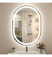 SMIROR 24x36 Oval LED Bathroom Mirror, Pill-Shaped Vanity Mirror with Lights, Front Lighted and B...