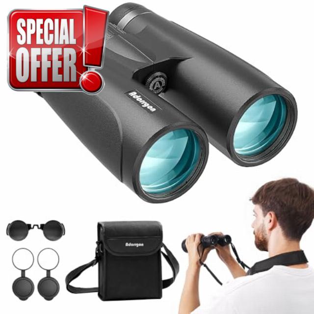 12x54 HD Binoculars for Adults High Powered - Large View BAK4 Prism Binoculars with Clear Low Light Vision - Lightweight Waterproof Binocular for Bird Watching Cruise Travel Hiking Concert Stargazing