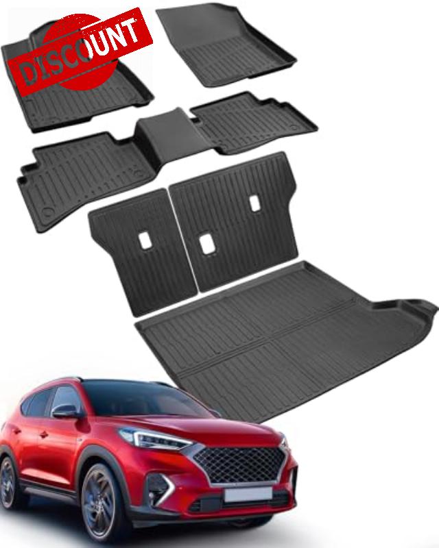 Custom Fit All-Weather Floor Mats & Cargo Liner & Rear Seat Back Protectors for Hyundai Tucson 2022-2025 (NOT Fit PHEV & N line) - Heavy-Duty TPE Liners