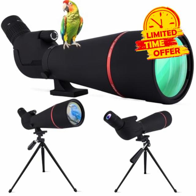 25-75x80 Spotting Scopes with Tripod & Phone Adapter - Spotter Scope with BAK4 Prism