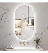 SMIROR 40x24 Oval LED Bathroom Mirror, Pill-Shaped Vanity Mirror with Lights, Front Lighted and B...