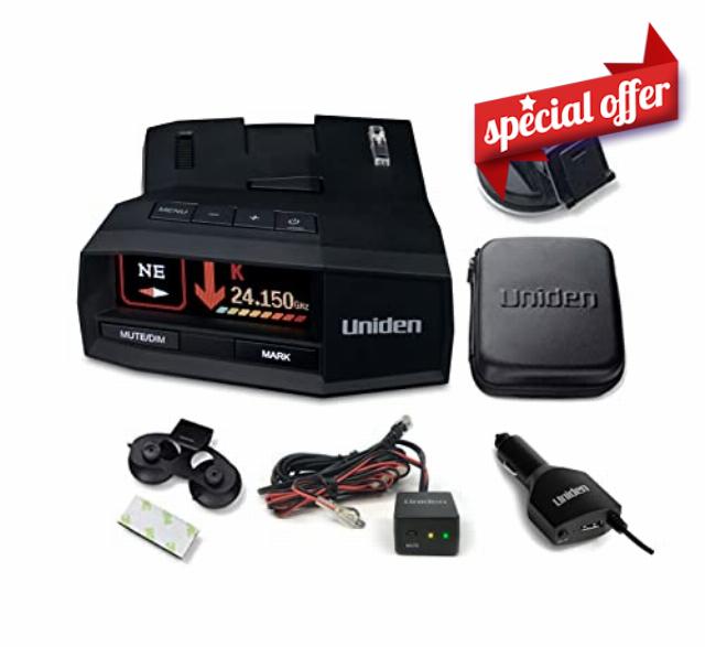 Uniden R8W Flagship Extreme Long Range Laser/Radar Detector + Uniden Smart Hardwire Kit RDA-HDWKT with Mute Button and LED Alert.