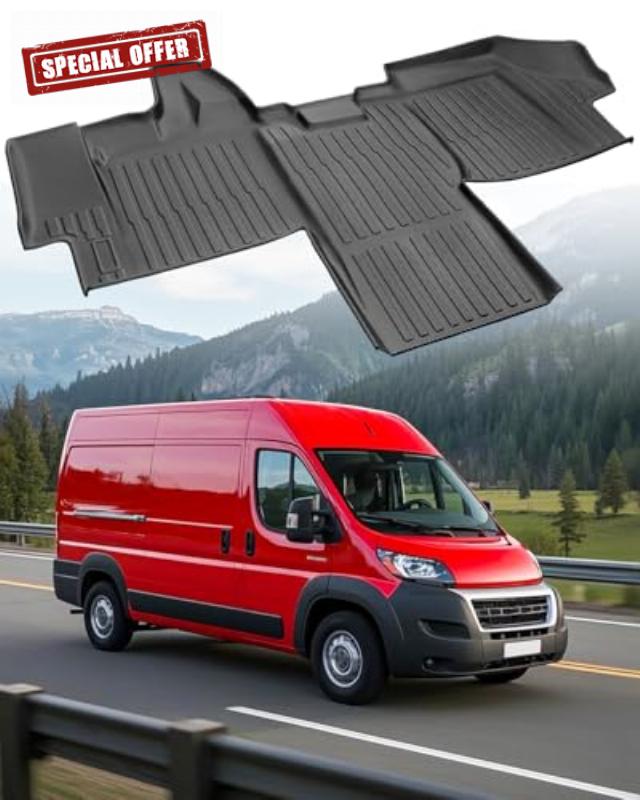 Car Floor Mat for Dodge Ram Promaster: Custom Fit TPE Protection - All Weather Accessories for 2018 2019 2020 2021 2022 2023 2024 2025 Promaster Van 1500 2500 3500 Model
