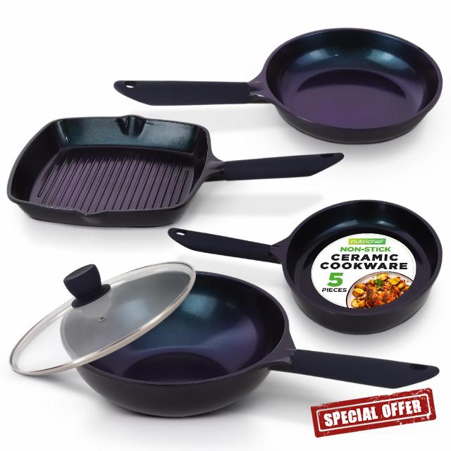 NutriChef 5-Piece Frying Pan Cooking Set